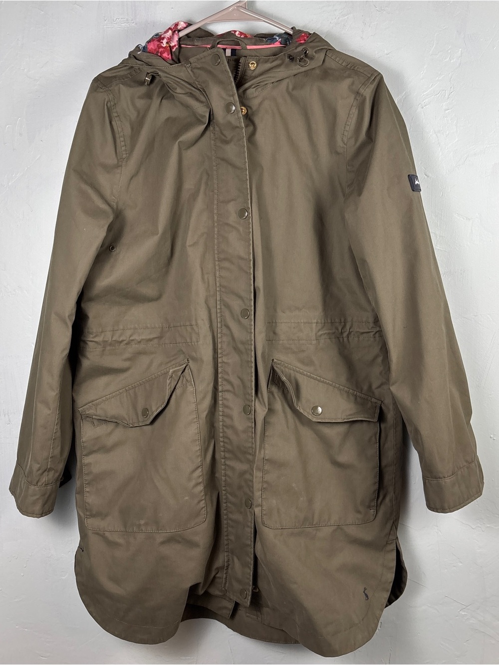 Joules Right as Rain Olive Hooded Parka Rain Jacket